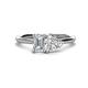 1 - Esther IGI Certified Emerald Shape Lab Grown Diamond & Heart Shape Forever Brilliant Moissanite 2 Stone Duo Ring 