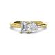 1 - Esther IGI Certified Emerald Shape Lab Grown Diamond & Heart Shape White Sapphire 2 Stone Duo Ring 