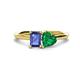 1 - Esther Emerald Shape Iolite & Heart Shape Lab Created Emerald 2 Stone Duo Ring 