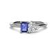 1 - Esther IGI Certified Heart Shape Lab Grown Diamond & Emerald Shape Iolite 2 Stone Duo Ring 