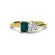 1 - Esther Emerald Shape London Blue Topaz & Heart Shape Forever Brilliant Moissanite 2 Stone Duo Ring 