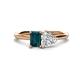 1 - Esther Emerald Shape London Blue Topaz & Heart Shape Forever One Moissanite 2 Stone Duo Ring 