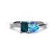 1 - Esther Emerald Shape London Blue Topaz & Heart Shape Blue Topaz 2 Stone Duo Ring 