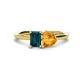 1 - Esther Emerald Shape London Blue Topaz & Heart Shape Citrine 2 Stone Duo Ring 