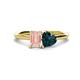 1 - Esther Emerald Shape Morganite & Heart Shape London Blue Topaz 2 Stone Duo Ring 