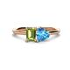 1 - Esther Emerald Shape Peridot & Heart Shape Blue Topaz 2 Stone Duo Ring 