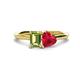 1 - Esther Emerald Shape Peridot & Heart Shape Lab Created Ruby 2 Stone Duo Ring 