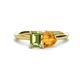 1 - Esther Emerald Shape Peridot & Heart Shape Citrine 2 Stone Duo Ring 