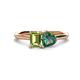 1 - Esther Emerald Shape Peridot & Heart Shape Lab Created Alexandrite 2 Stone Duo Ring 