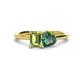 1 - Esther Emerald Shape Peridot & Heart Shape Lab Created Alexandrite 2 Stone Duo Ring 