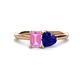 1 - Esther Emerald Shape Pink Sapphire & Heart Shape Lab Created Blue Sapphire 2 Stone Duo Ring 