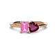 1 - Esther Emerald Shape Pink Sapphire & Heart Shape Rhodolite Garnet 2 Stone Duo Ring 