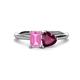 1 - Esther Emerald Shape Pink Sapphire & Heart Shape Rhodolite Garnet 2 Stone Duo Ring 