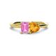 1 - Esther Emerald Shape Pink Sapphire & Heart Shape Citrine 2 Stone Duo Ring 