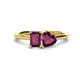 1 - Esther Emerald & Heart Shape Rhodolite Garnet 2 Stone Duo Ring 