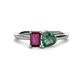 1 - Esther Emerald Shape Rhodolite Garnet & Heart Shape Lab Created Alexandrite 2 Stone Duo Ring 
