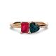 1 - Esther Emerald Shape Lab Created Ruby & Heart Shape London Blue Topaz 2 Stone Duo Ring 