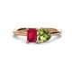 1 - Esther Emerald Shape Lab Created Ruby & Heart Shape Peridot 2 Stone Duo Ring 