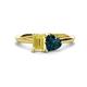 1 - Esther Emerald Shape Lab Created Yellow Sapphire & Heart Shape London Blue Topaz 2 Stone Duo Ring 