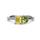 1 - Esther Emerald Shape Lab Created Yellow Sapphire & Heart Shape Peridot 2 Stone Duo Ring 