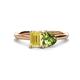1 - Esther Emerald Shape Lab Created Yellow Sapphire & Heart Shape Peridot 2 Stone Duo Ring 