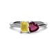 1 - Esther Emerald Shape Lab Created Yellow Sapphire & Heart Shape Rhodolite Garnet 2 Stone Duo Ring 