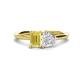 1 - Esther Emerald Shape Lab Created Yellow Sapphire & Heart Shape White Sapphire 2 Stone Duo Ring 