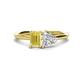 1 - Esther IGI Certified Heart Shape Lab Grown Diamond & Emerald Shape Lab Created Yellow Sapphire 2 Stone Duo Ring 