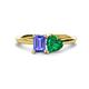 1 - Esther Emerald Shape Tanzanite & Heart Shape Lab Created Emerald 2 Stone Duo Ring 