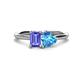 1 - Esther Emerald Shape Tanzanite & Heart Shape Blue Topaz 2 Stone Duo Ring 
