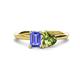 1 - Esther Emerald Shape Tanzanite & Heart Shape Peridot 2 Stone Duo Ring 