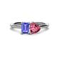 1 - Esther Emerald Shape Tanzanite & Heart Shape Pink Tourmaline 2 Stone Duo Ring 