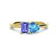 1 - Esther Emerald Shape Tanzanite & Heart Shape Blue Topaz 2 Stone Duo Ring 