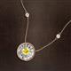 2 - Lillac Iris 0.50 ctw Round Yellow Sapphire and Baguette Diamond Milgrain Halo Pendant Necklace with Diamond Stations 