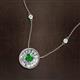 2 - Lillac Iris 0.50 ctw Round Green Garnet and Baguette Diamond Milgrain Halo Pendant Necklace with Diamond Stations 