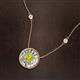 2 - Lillac Iris 0.50 ctw Round Yellow Diamond and Baguette White Diamond Milgrain Halo Pendant Necklace with Diamond Stations 
