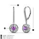3 - Lillac Iris Round Amethyst and Baguette Diamond Halo Dangling Earrings 