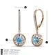 3 - Lillac Iris Round Blue Topaz and Baguette Diamond Halo Dangling Earrings 