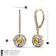 3 - Lillac Iris Round Citrine and Baguette Diamond Halo Dangling Earrings 