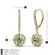 3 - Lillac Iris Round Peridot and Baguette Diamond Halo Dangling Earrings 