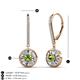 3 - Lillac Iris Round Peridot and Baguette Diamond Halo Dangling Earrings 