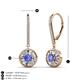 3 - Lillac Iris Round Tanzanite and Baguette Diamond Halo Dangling Earrings 