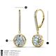 3 - Lillac Iris Round Aquamarine and Baguette Diamond Halo Dangling Earrings 