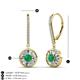 3 - Lillac Iris Round Emerald and Baguette Diamond Halo Dangling Earrings 