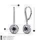 3 - Lillac Iris Round Black Diamond and Baguette White Diamond Halo Dangling Earrings 