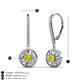 3 - Lillac Iris Round Yellow Diamond and Baguette White Diamond Halo Dangling Earrings 