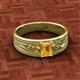 2 - Aileen Bold 7x5 mm Emerald Shape Citrine Solitaire Wide Band Promise Ring 