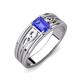 3 - Aileen Bold 7x5 mm Emerald Shape Tanzanite Solitaire Wide Band Promise Ring 