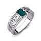 3 - Aileen Bold 7x5 mm Emerald Shape London Blue Topaz Solitaire Wide Band Promise Ring 