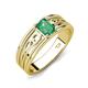 3 - Aileen Bold 7x5 mm Emerald Shape Created Alexandrite Solitaire Wide Band Promise Ring 